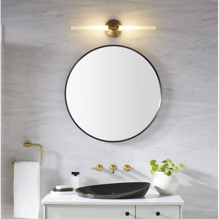 Matte Black Round Bathroom Vanity Mirror, 32-inch