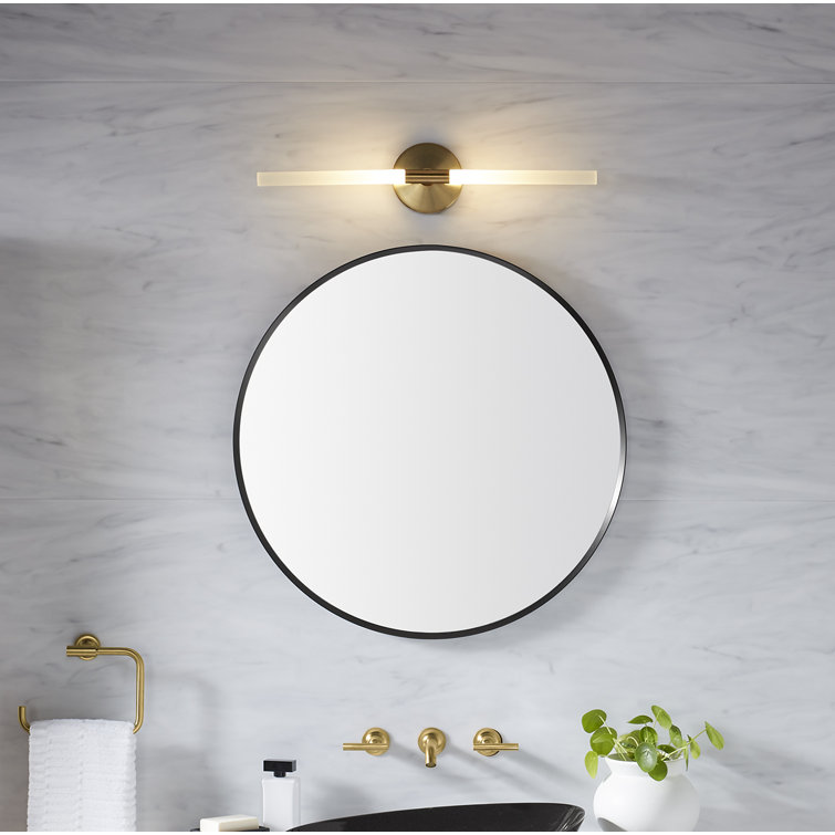 Matte Black Round Bathroom Vanity Mirror, 32-inch