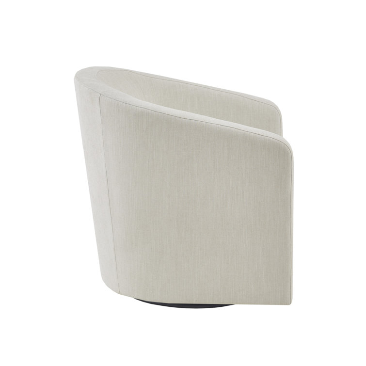 Ivory Velvet Barrel Swivel Chair with Metal Base