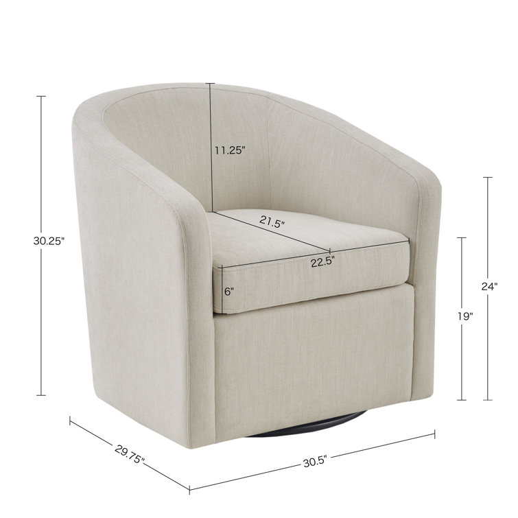 Ivory Velvet Barrel Swivel Chair with Metal Base