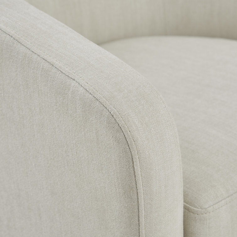 Ivory Velvet Barrel Swivel Chair with Metal Base