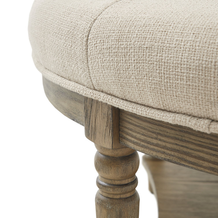 Elegant Cedric Tufted Round Ottoman with Storage in Cream