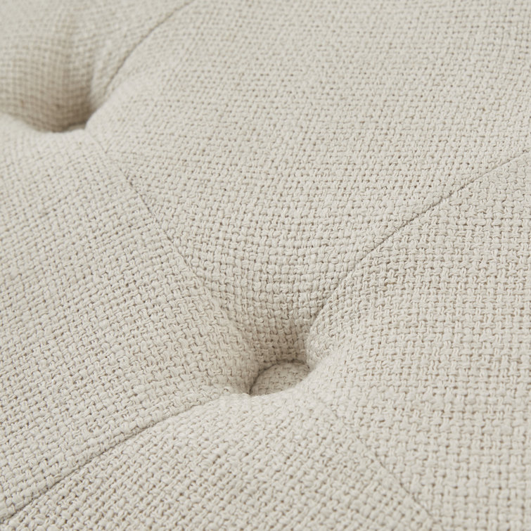 Elegant Cedric Tufted Round Ottoman with Storage in Cream