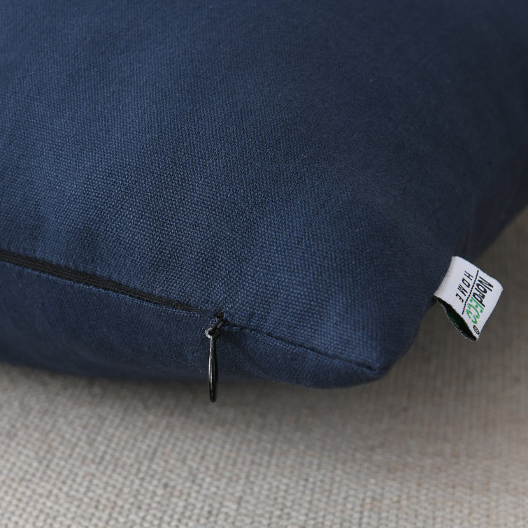 Square 100% Cotton Faux Leather Strap Throw Pillow Cover (Set of 2)
