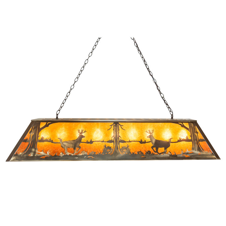 Antique Copper and Amber Glass 22" Island Pendant Light