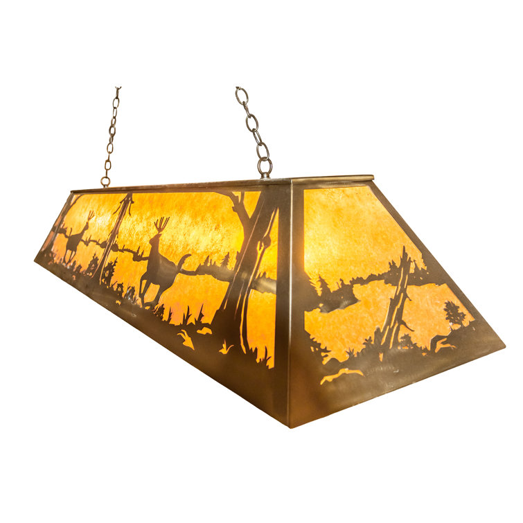 Antique Copper and Amber Glass 22" Island Pendant Light