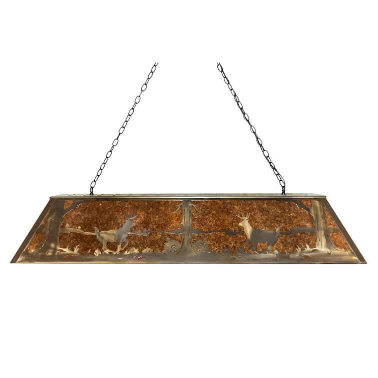 Antique Copper and Amber Glass 22" Island Pendant Light