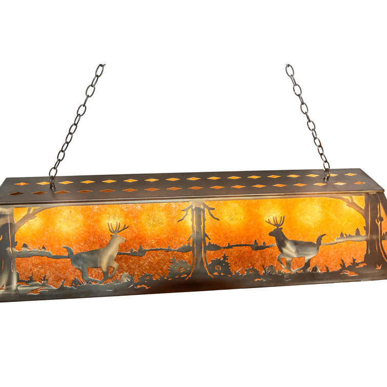 Antique Copper and Amber Glass 22" Island Pendant Light