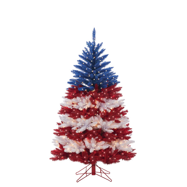 5-Foot Patriotic Red, White, and Blue Pre-Lit Christmas Tree