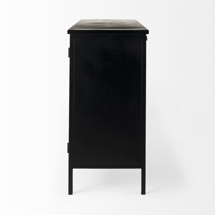 Diego 33'' Black and White Modern Glass Door Storage Cabinet