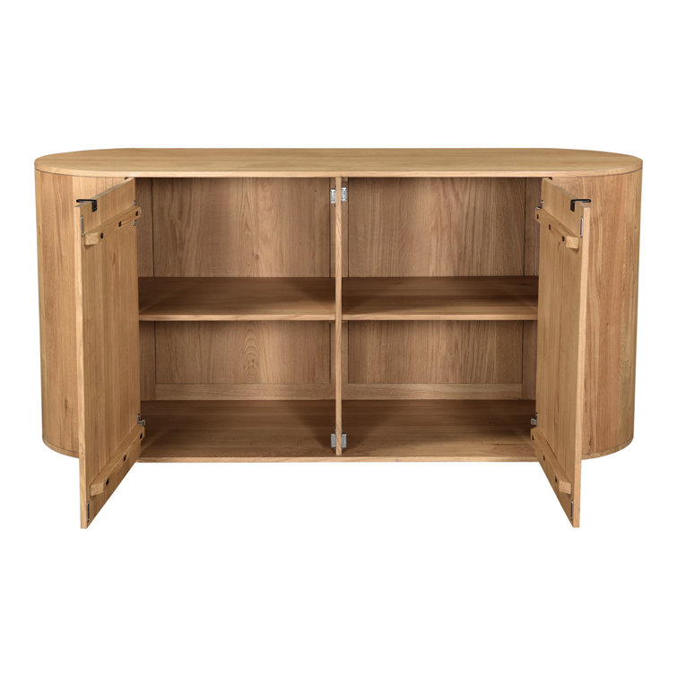 Scandinavian 66'' Natural Brown Oak Wood Sideboard