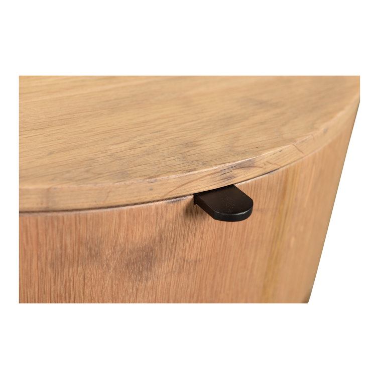Scandinavian Solid Oak 1-Drawer Round Nightstand with Open Shelf