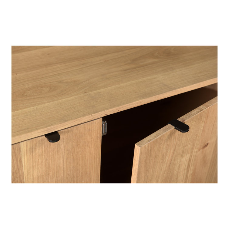 Scandinavian 66'' Natural Brown Oak Wood Sideboard