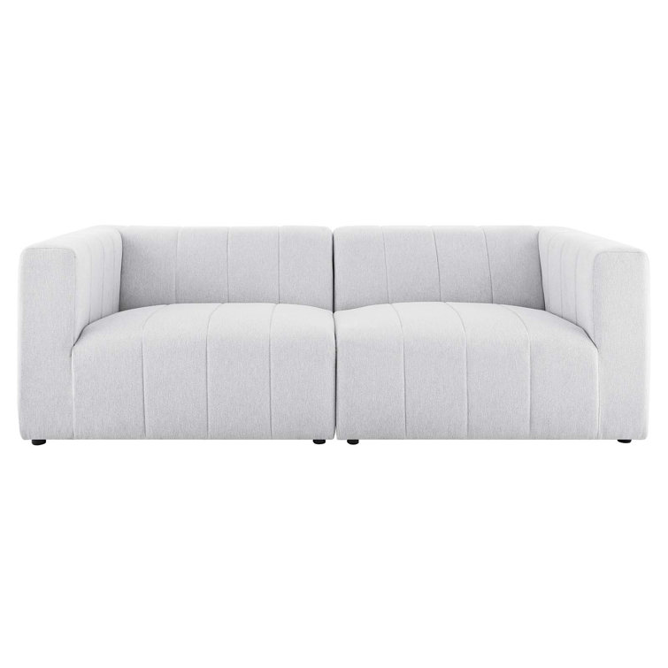 Ivory Channel-Tufted 87" Polyester & Wood 2-Piece Loveseat