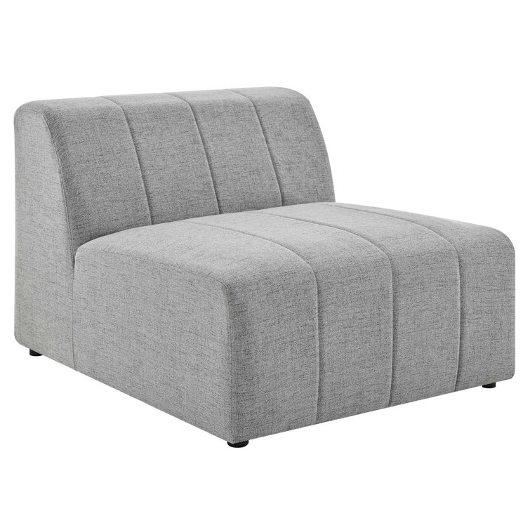 Light Gray Tufted Fabric Three-Piece Sectional Sofa