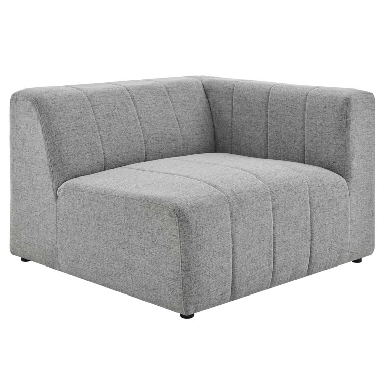 Light Gray Tufted Fabric Three-Piece Sectional Sofa