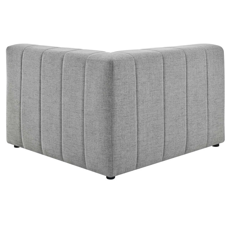 Light Gray Tufted Fabric Three-Piece Sectional Sofa
