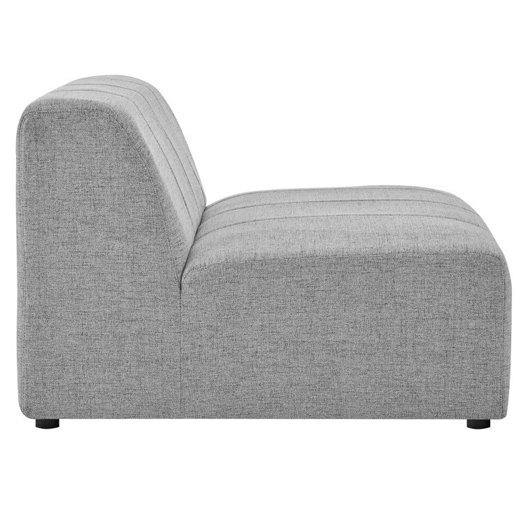 Light Gray Tufted Fabric Three-Piece Sectional Sofa