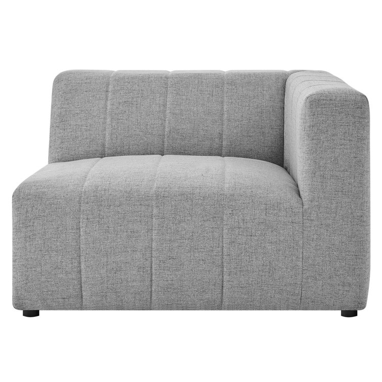 Light Gray Tufted Fabric Three-Piece Sectional Sofa