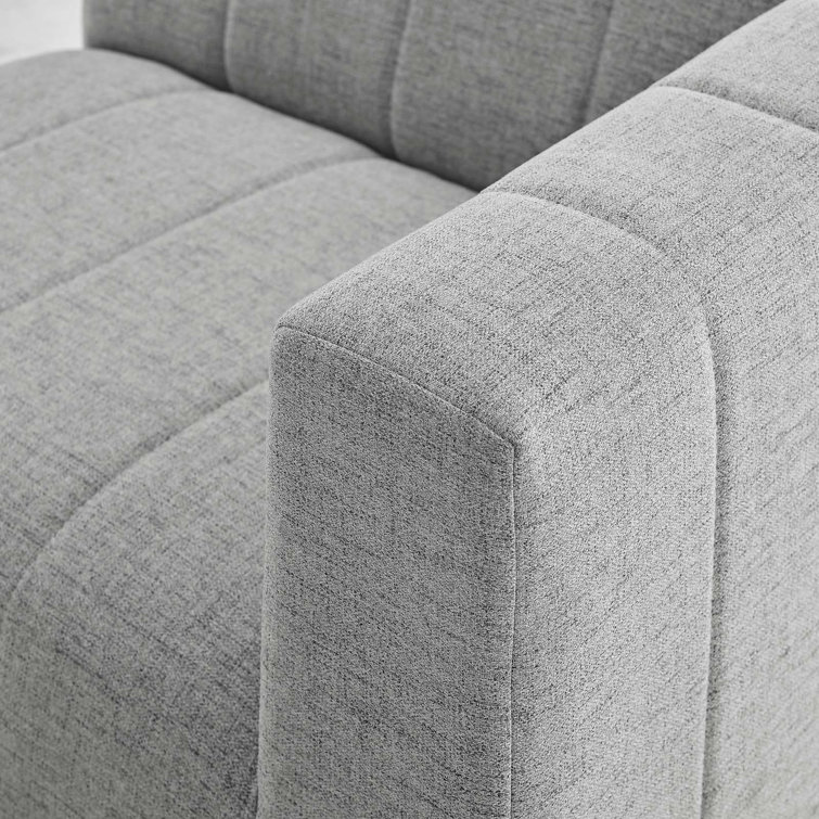 Light Gray Tufted Fabric Three-Piece Sectional Sofa