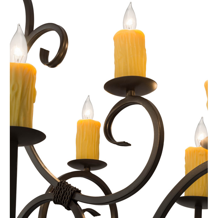 Timeless Bronze 10-Light Candle Chandelier with Ivory Glass Shades
