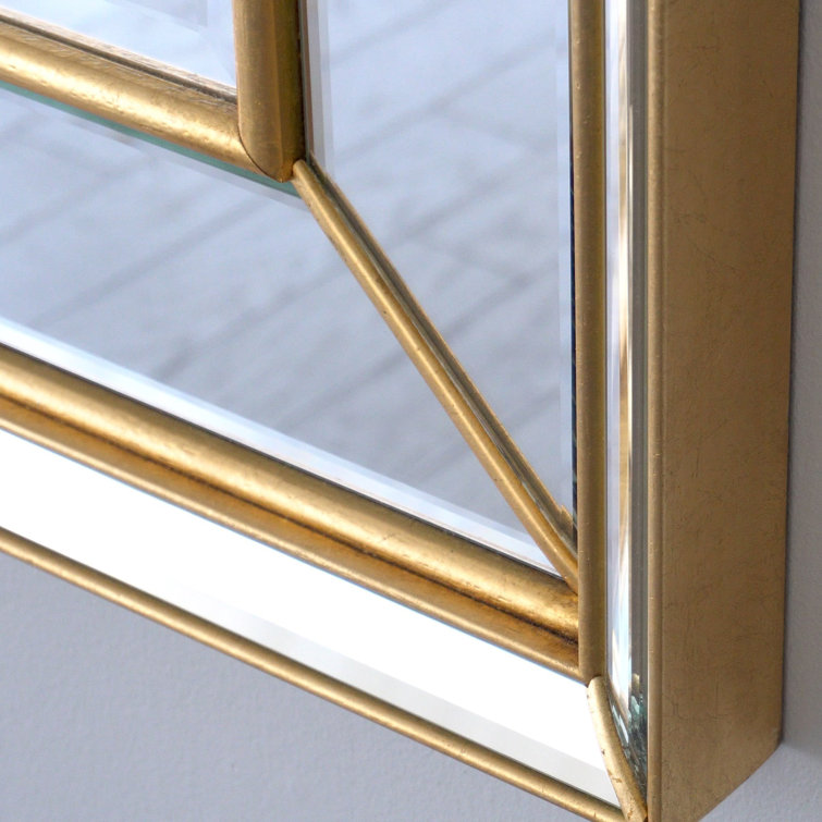 Elegant Gold-Leaf Beveled Wood Accent Mirror 52" x 42"