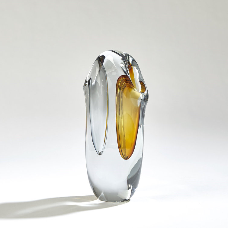 Amber and Grey Small Decorative Wood Table Vase