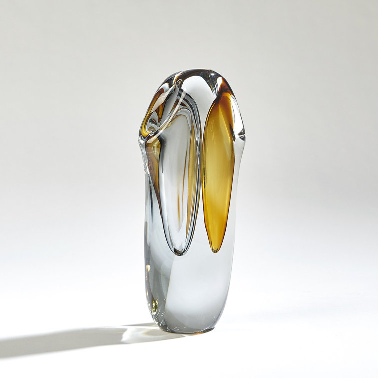 Amber and Grey Small Decorative Wood Table Vase