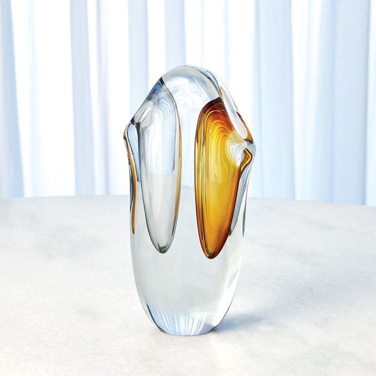 Amber and Grey Small Decorative Wood Table Vase