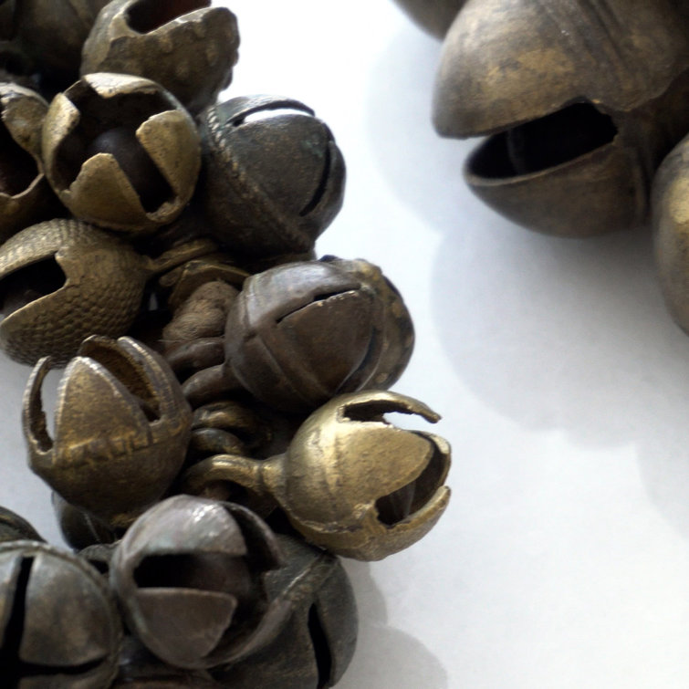 Small Antique Brass Sculptural Bell Cluster Decor