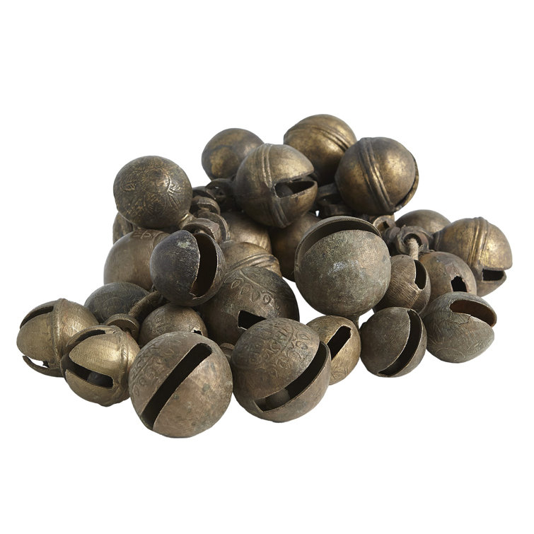 Small Antique Brass Sculptural Bell Cluster Decor