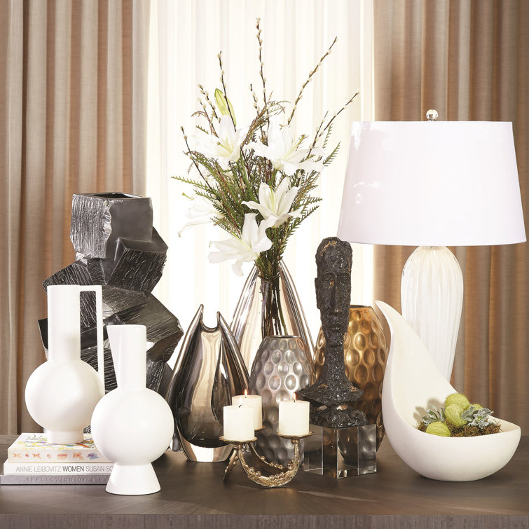 Elegant Teardrop Blue Glass Table Lamp with White Linen Shade