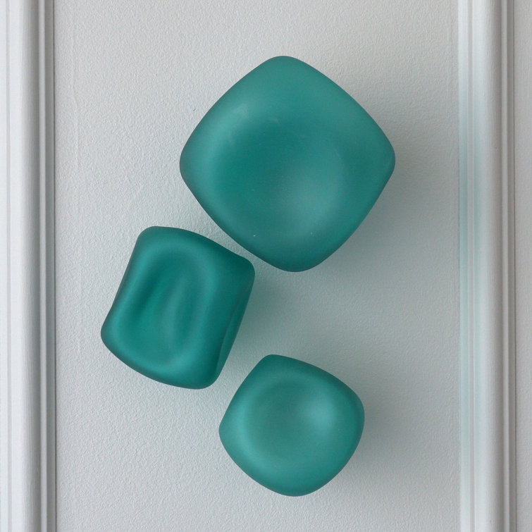 Turquoise Frosted Glass 3-Piece Wall Decor Set