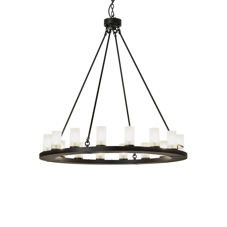 Loxley 48" Blackwash Bronze Chandelier with Frosted Glass