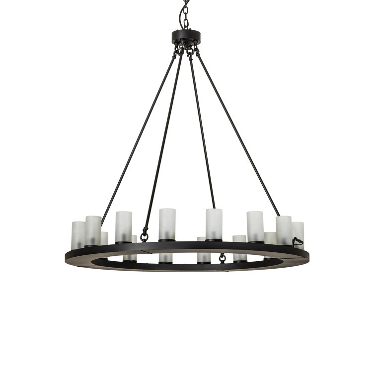 Loxley 48" Blackwash Bronze Chandelier with Frosted Glass