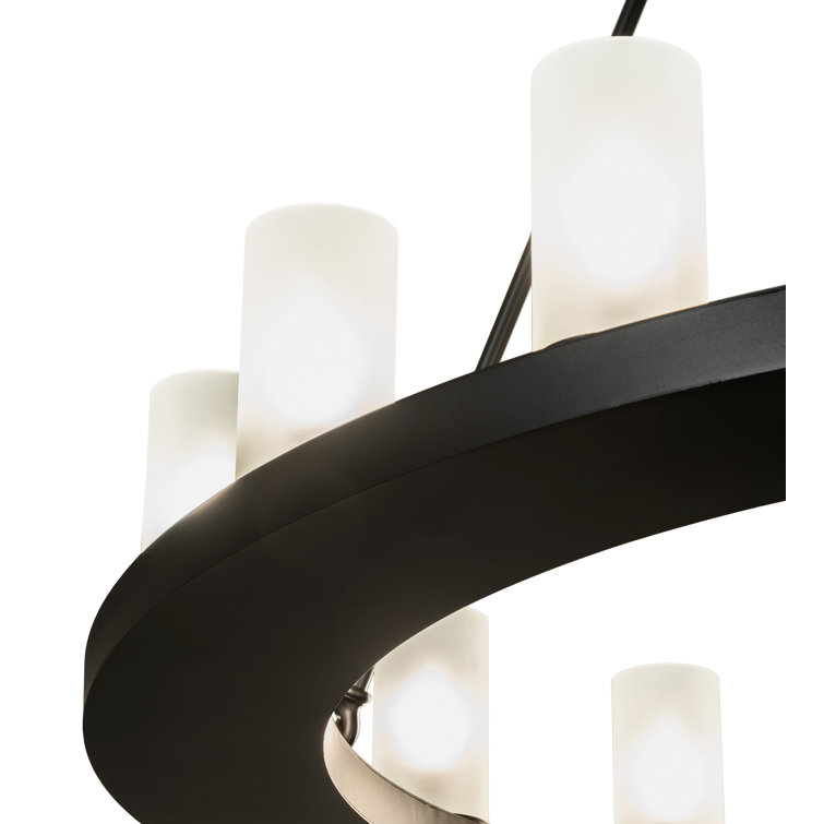 Loxley 48" Blackwash Bronze Chandelier with Frosted Glass