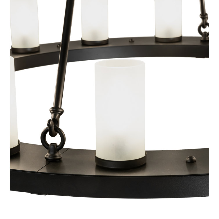 Loxley 48" Blackwash Bronze Chandelier with Frosted Glass
