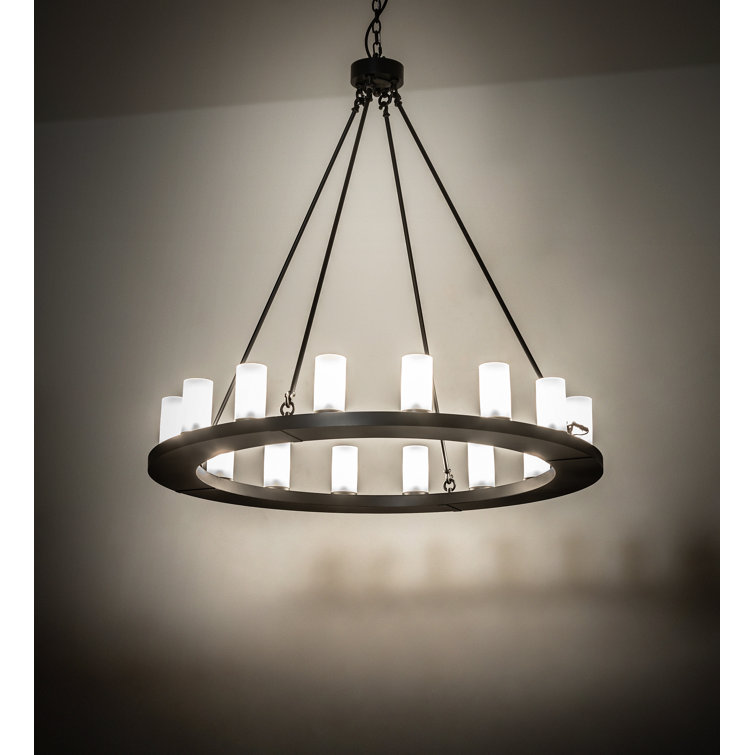 Loxley 48" Blackwash Bronze Chandelier with Frosted Glass
