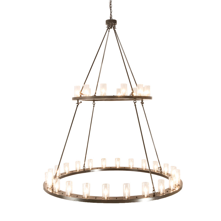 Timeless Bronze 36-Light Two-Tier Chandelier with Clear Glass