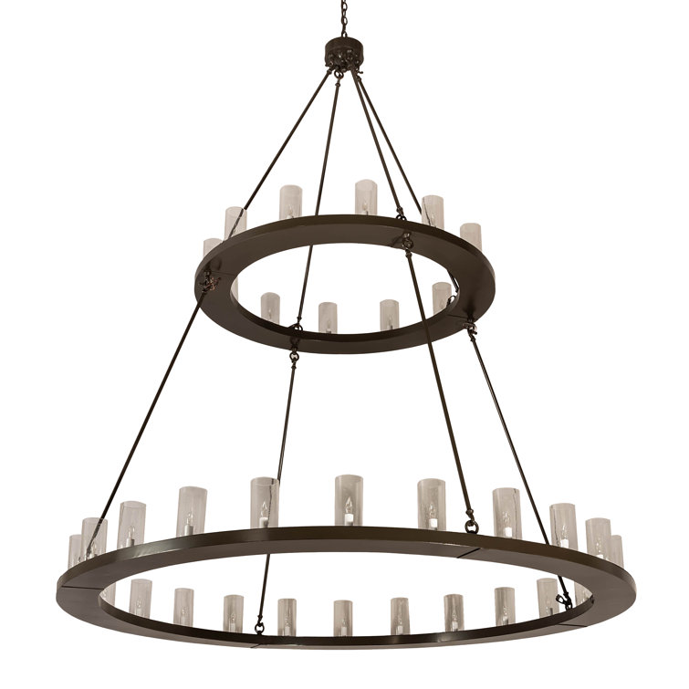 Timeless Bronze 36-Light Two-Tier Chandelier with Clear Glass