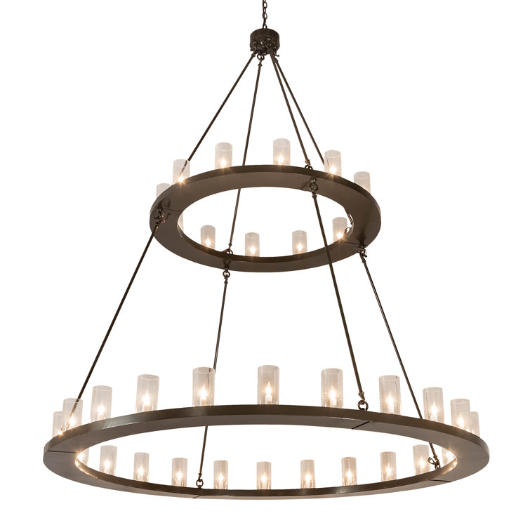 Timeless Bronze 36-Light Two-Tier Chandelier with Clear Glass