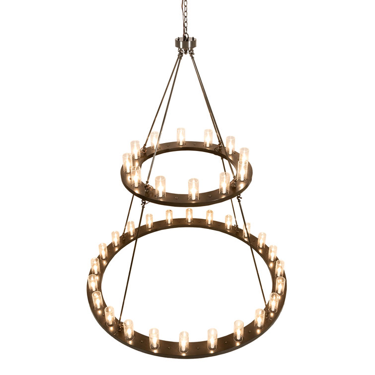 Timeless Bronze 36-Light Two-Tier Chandelier with Clear Glass
