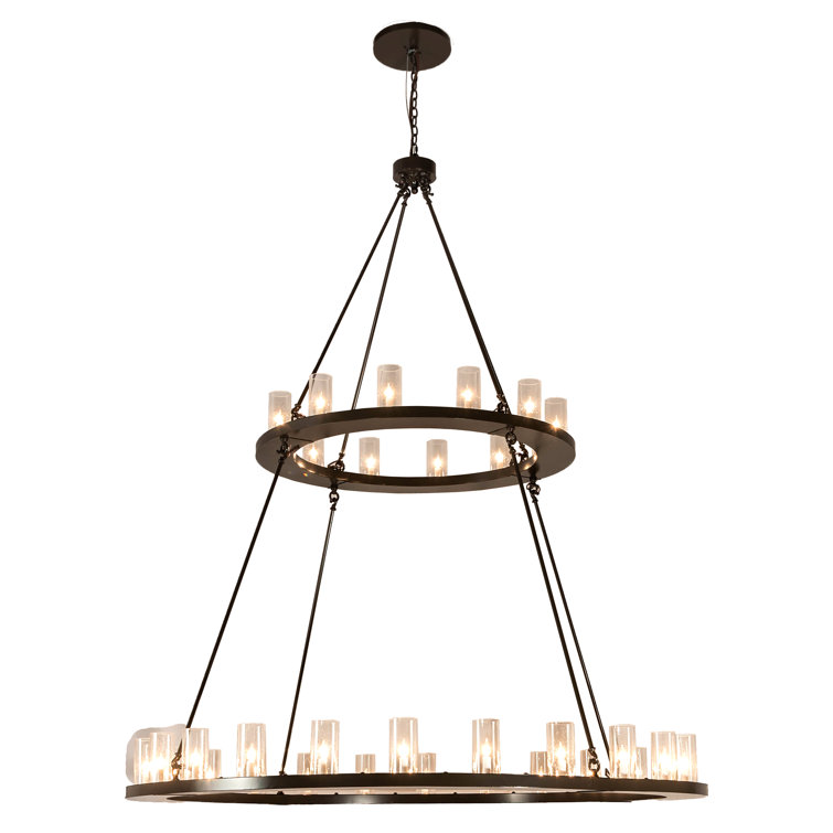 Timeless Bronze 36-Light Two-Tier Chandelier with Clear Glass