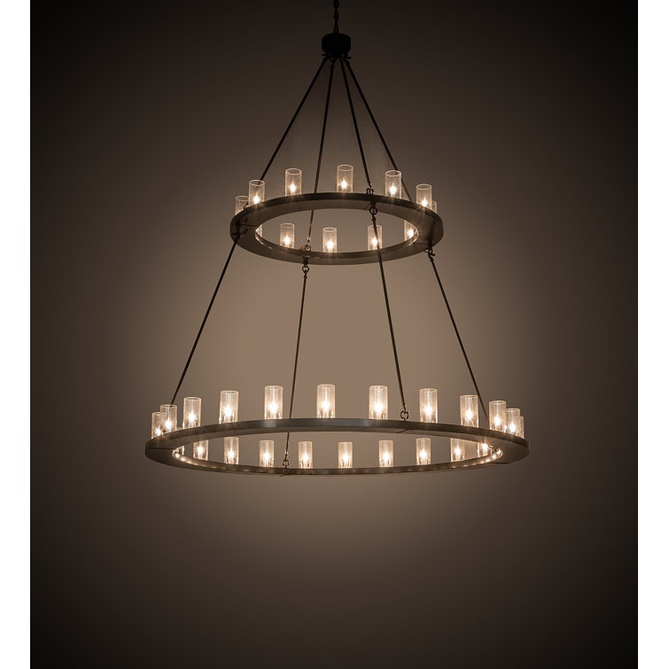 Timeless Bronze 36-Light Two-Tier Chandelier with Clear Glass