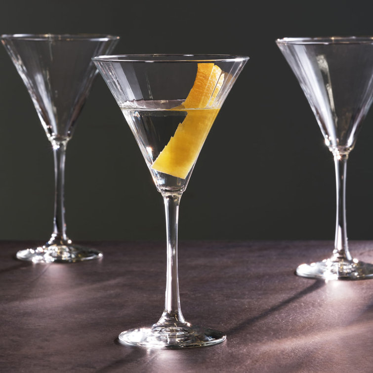 Libbey Paneled Clear Glass Martini Cocktail Set of 4