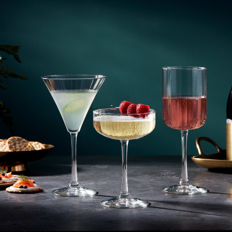 Libbey Paneled Clear Glass Martini Cocktail Set of 4