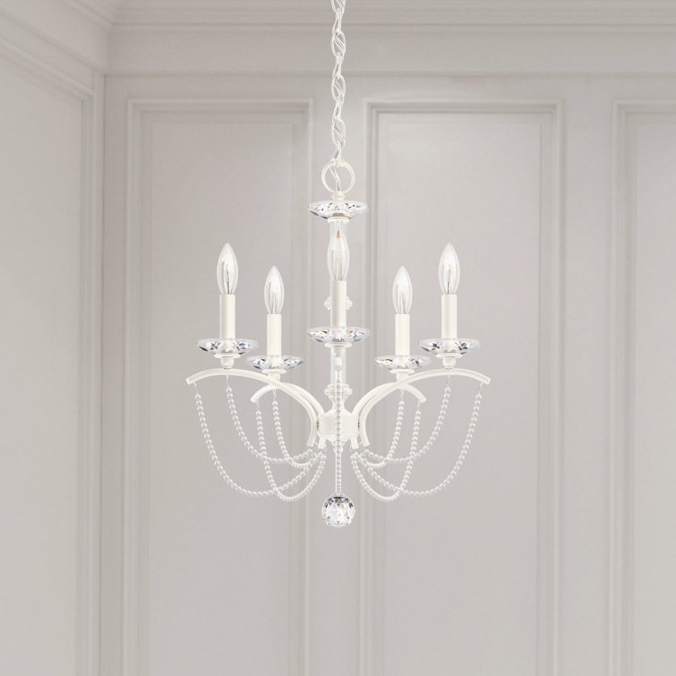 Priscilla White Pearl Crystal 5-Light Mini Chandelier