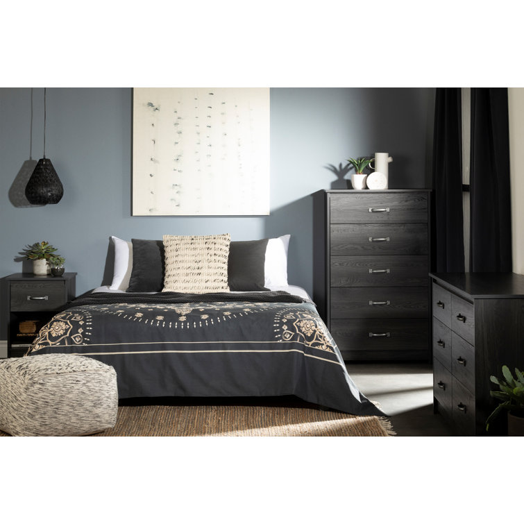 Gray Oak Country Cottage 1-Drawer Nightstand with Open Storage