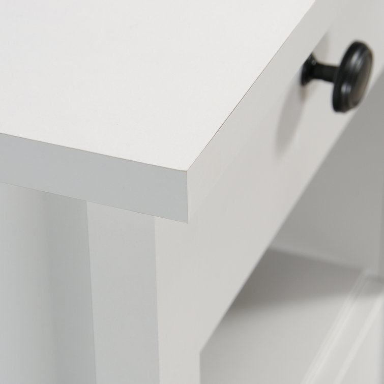 Soft White L-Shaped Executive Desk with Drawer and Filing Cabinet