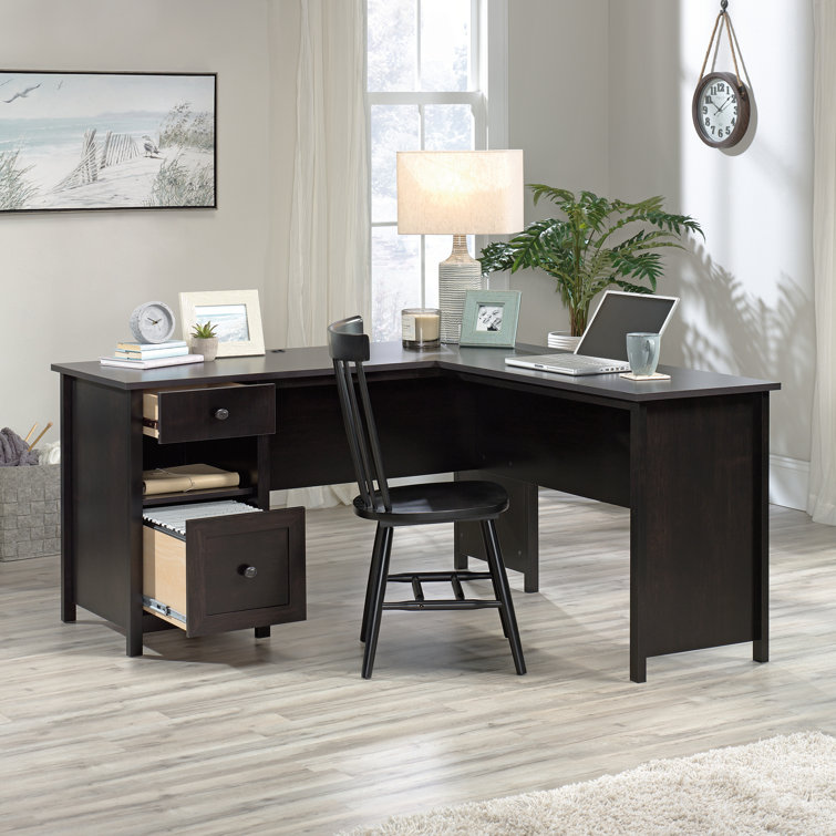 Estate Black L-Shaped Executive Desk with File Drawer